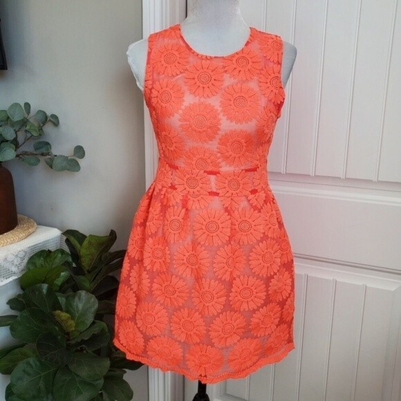 Altar'd State Orange Lace Dress with Lining sz XS - Picture 2 of 11